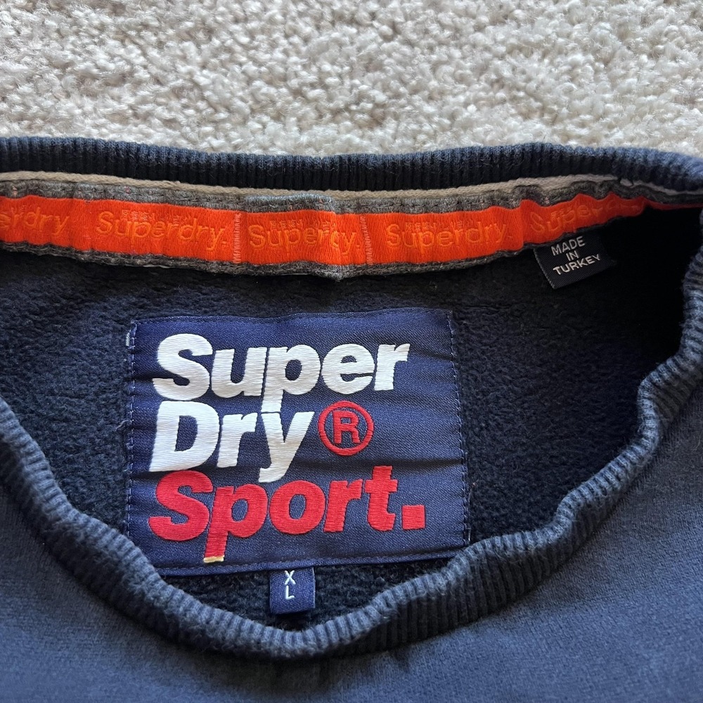 Superdry Sweatshirt Mens XL Navy Red Green Fleece Crewneck Sport Logo Colorblock - Picture 8 of 16